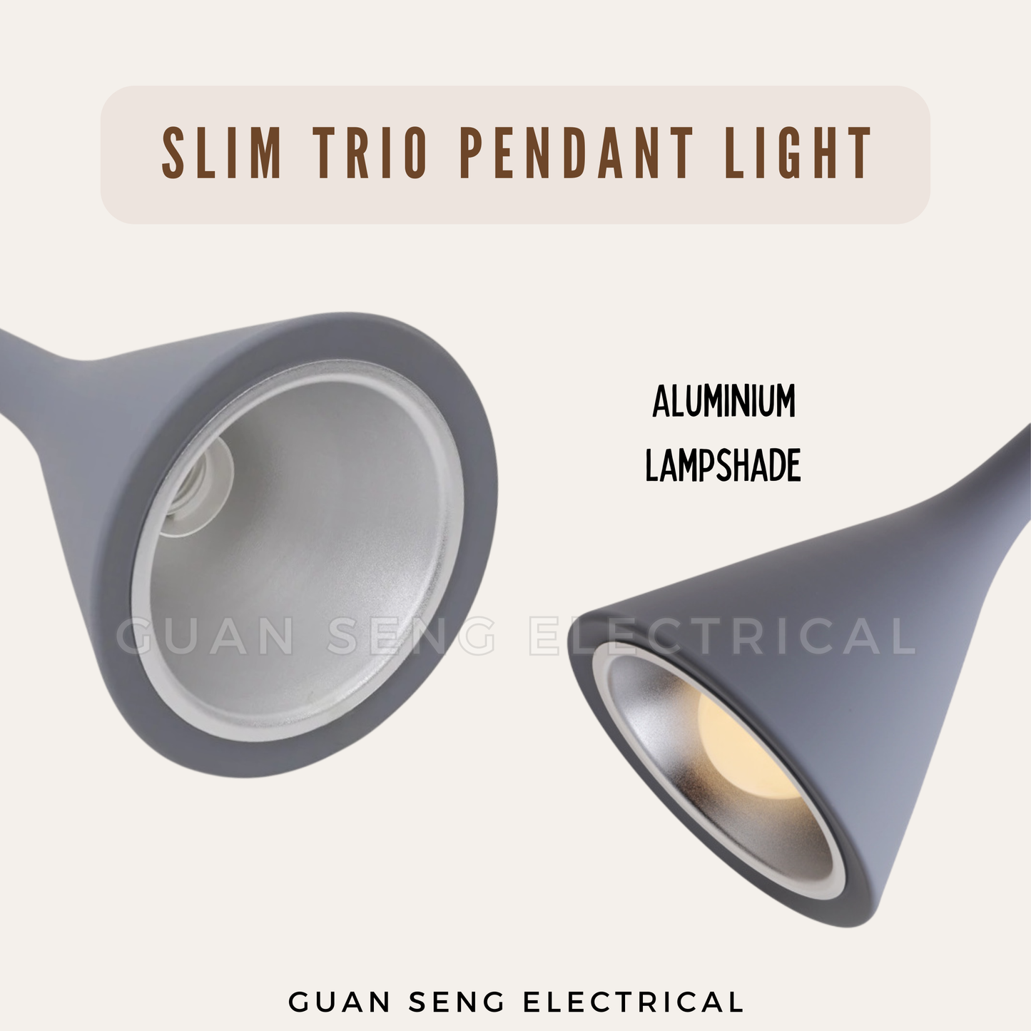 Slim Trio Pendant Light E27 Bulb
