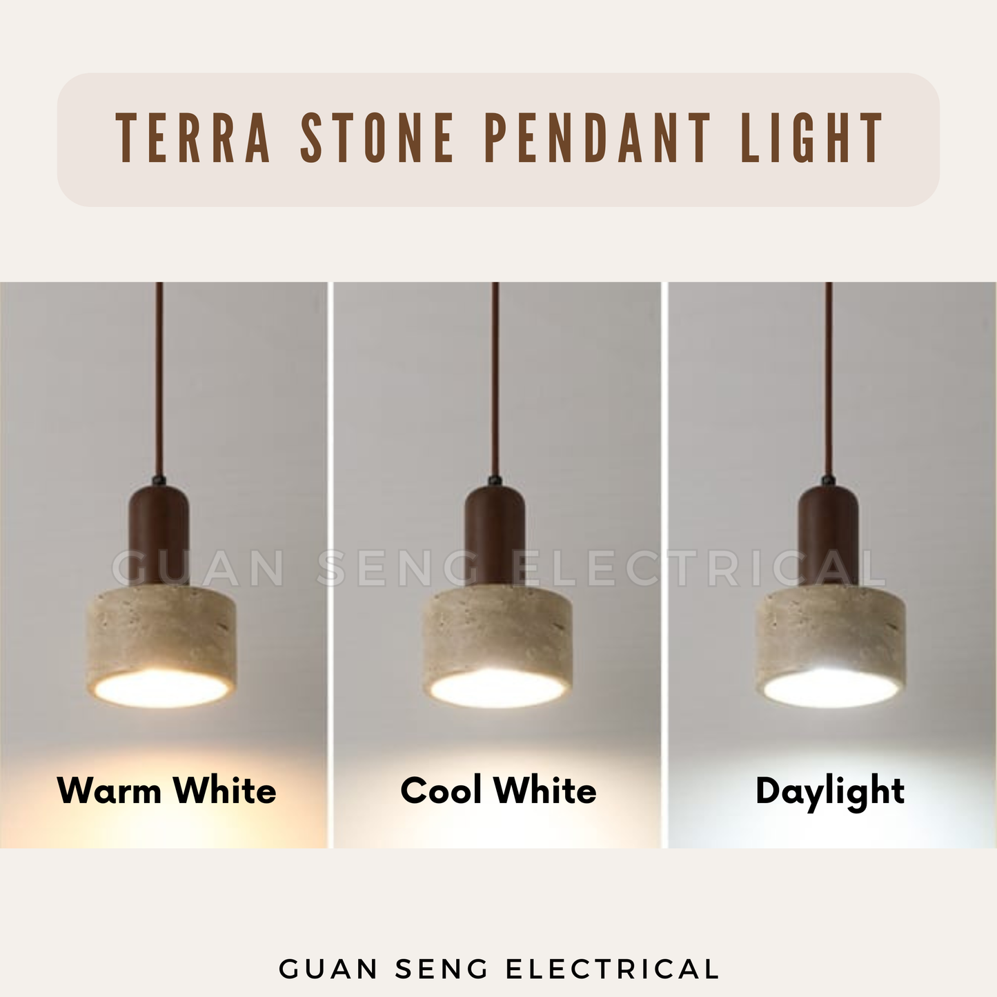 Terra Stone Pendant Light E27 Bulb | Guan Seng Electrical
