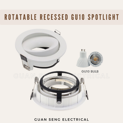 Rotatable Recessed GU10 Spotlight Downlight Round Black White