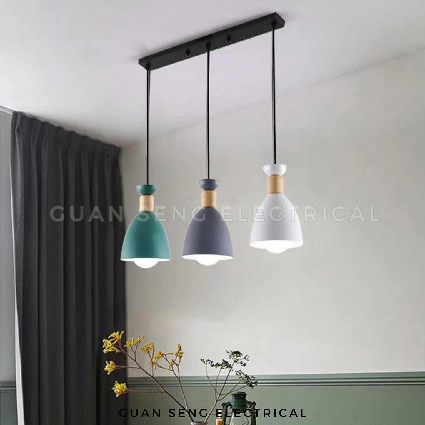 Bergen Pendant Light E27 Bulb Single Head 3 Heads