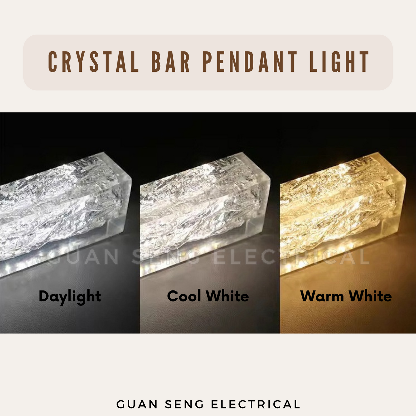 Crystal Bar Pendant Light 72W 3Tone Tri-tone