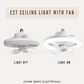 E27 Base Ceiling Light with Fan Remote Controller Dimmable 3 Speed 360 Rotation