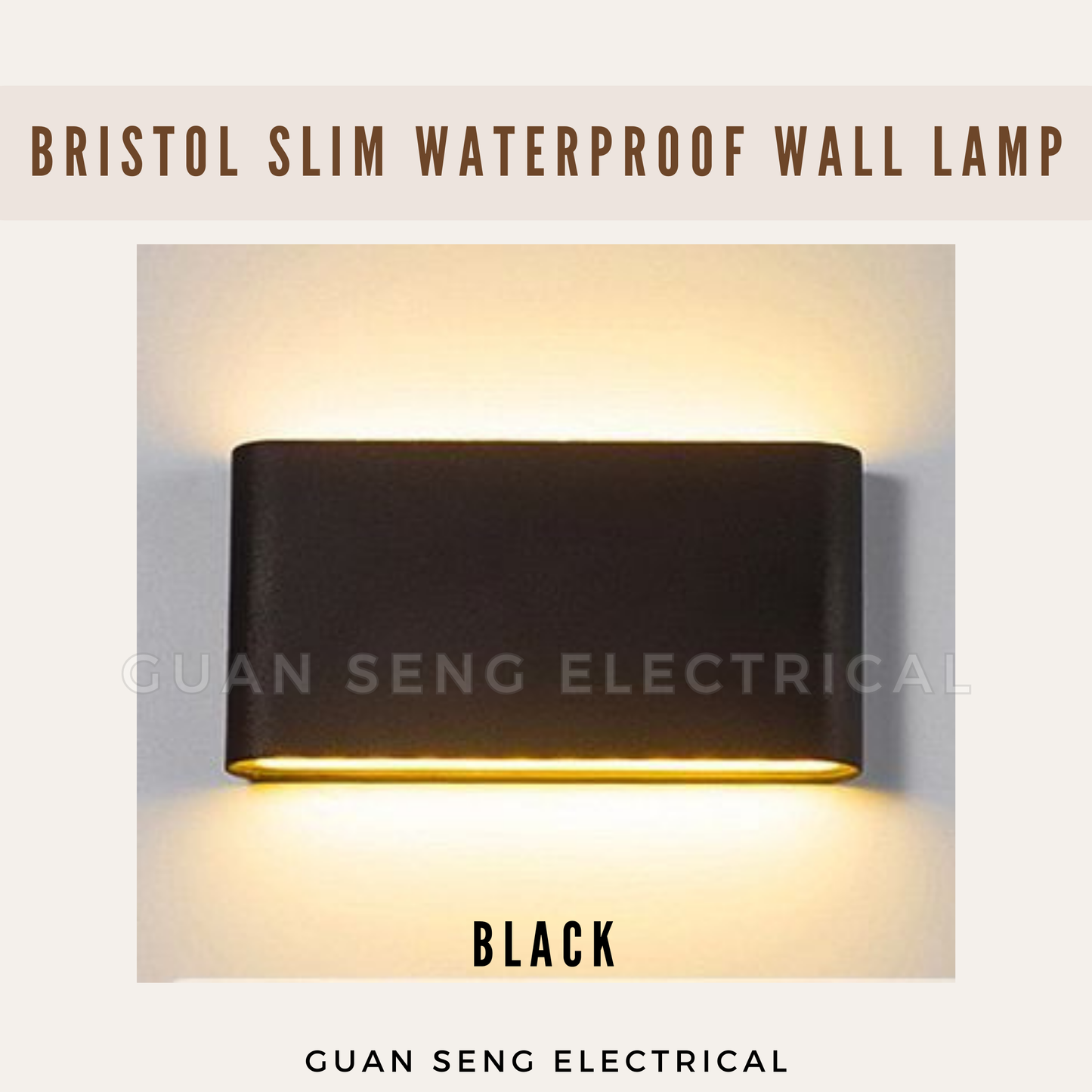 Bristol Slim Waterproof Wall Lamp - IP65 12W LED Outdoor Adjustable Light