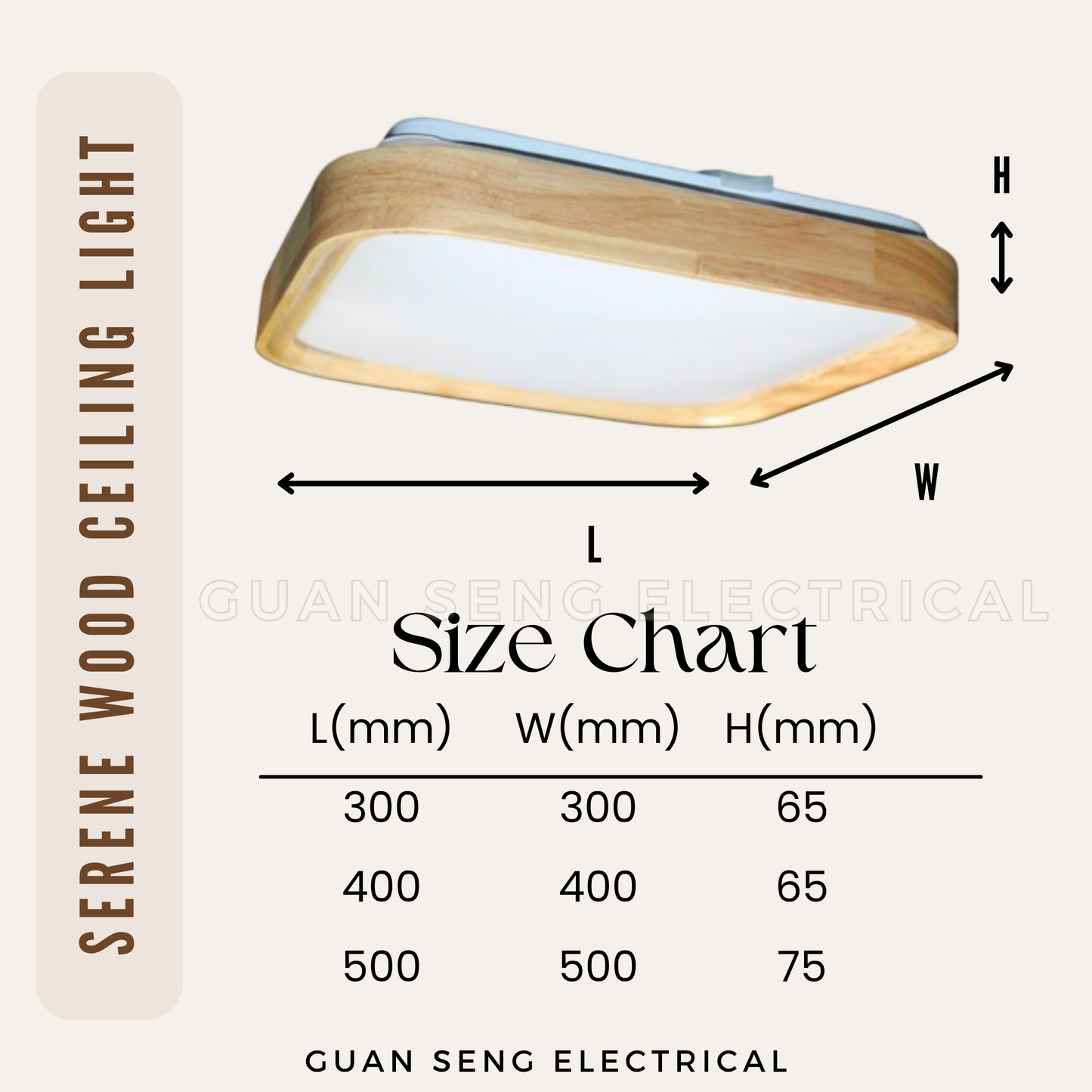 Serene Real Wood Ceiling Light Light Wood Dark Wood 24W 36W 48W Daylight 3 Tone