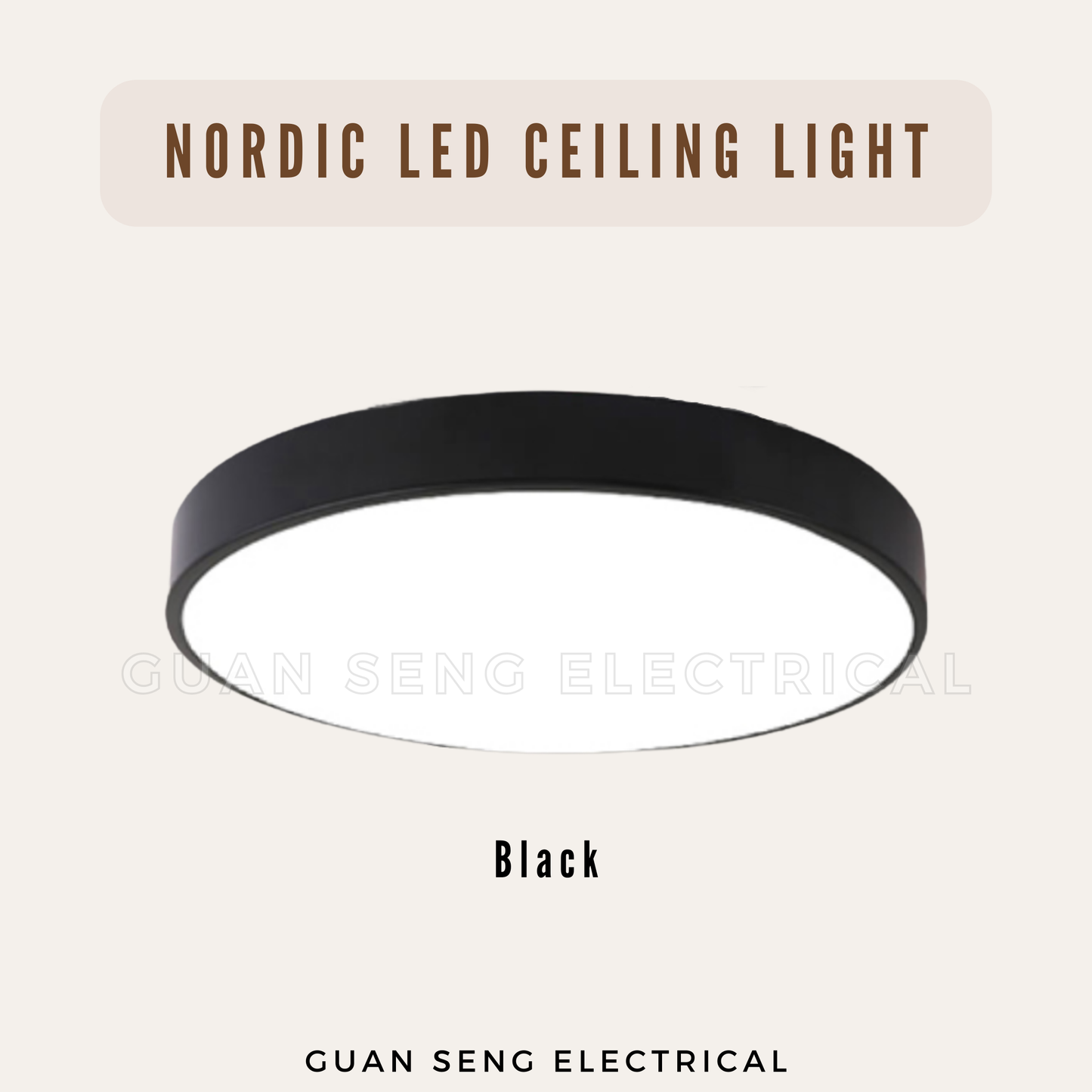 Premium LED Ceiling Light 23cm 30cm 40cm 24W 36W 48W - Black White