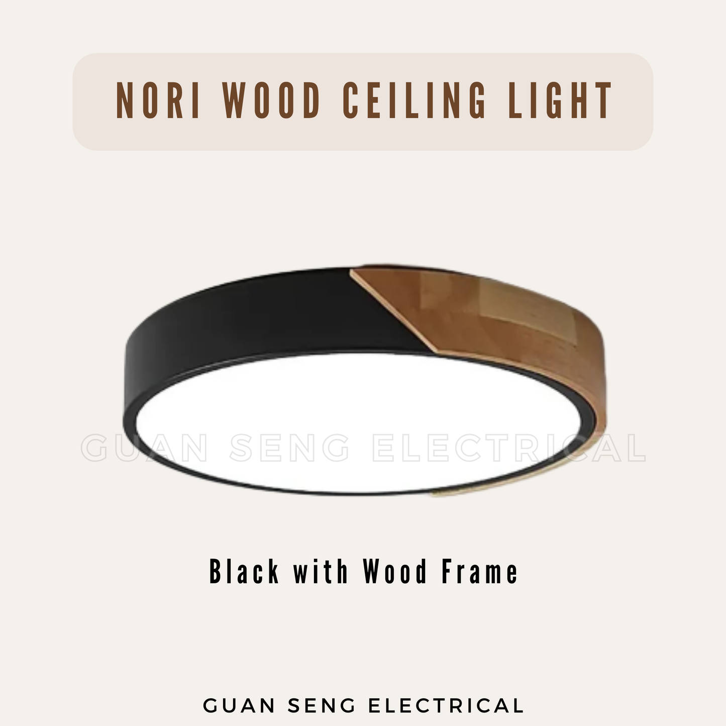 Nori Wood Ceiling Light Black White 24W 36W 48W