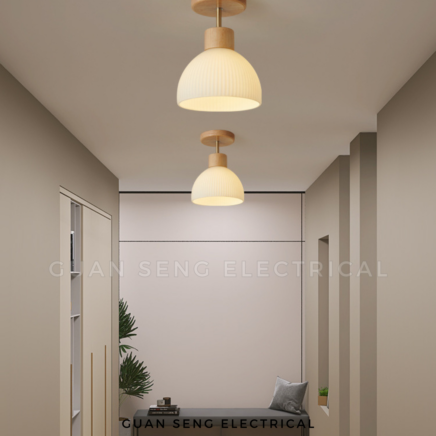 Okinawa Wooden Ceiling Light Living Room Corridor Bedroom Balcony