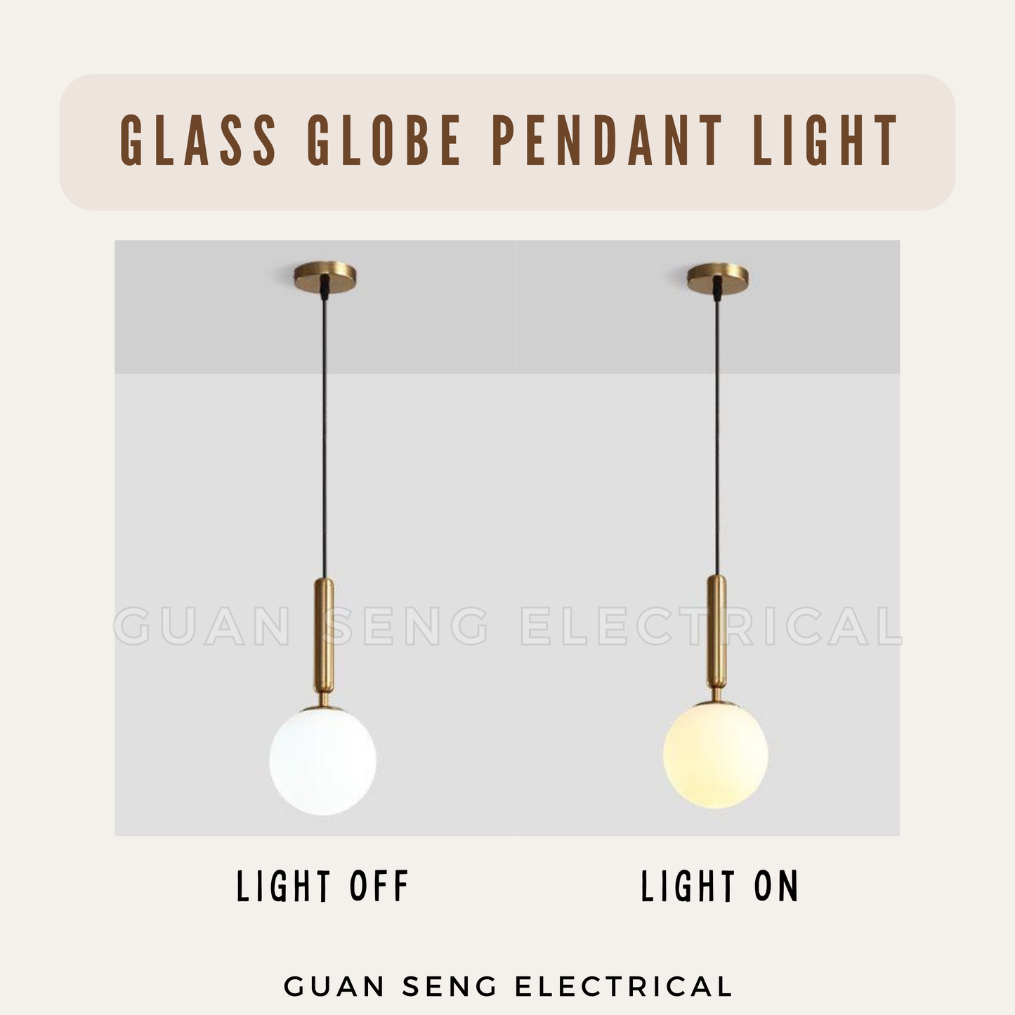 Frosted Glass Globe Pendant Light Gold E27