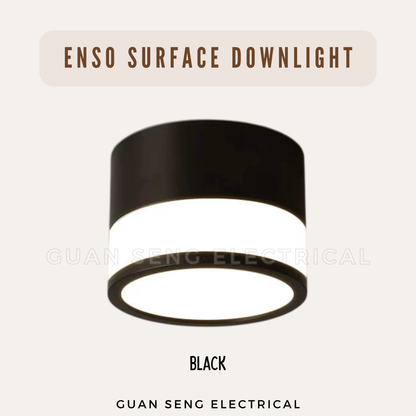 Enso 12W LED Surface Downlight Black White Daylight Warm White Cool White 3Tone TriTone