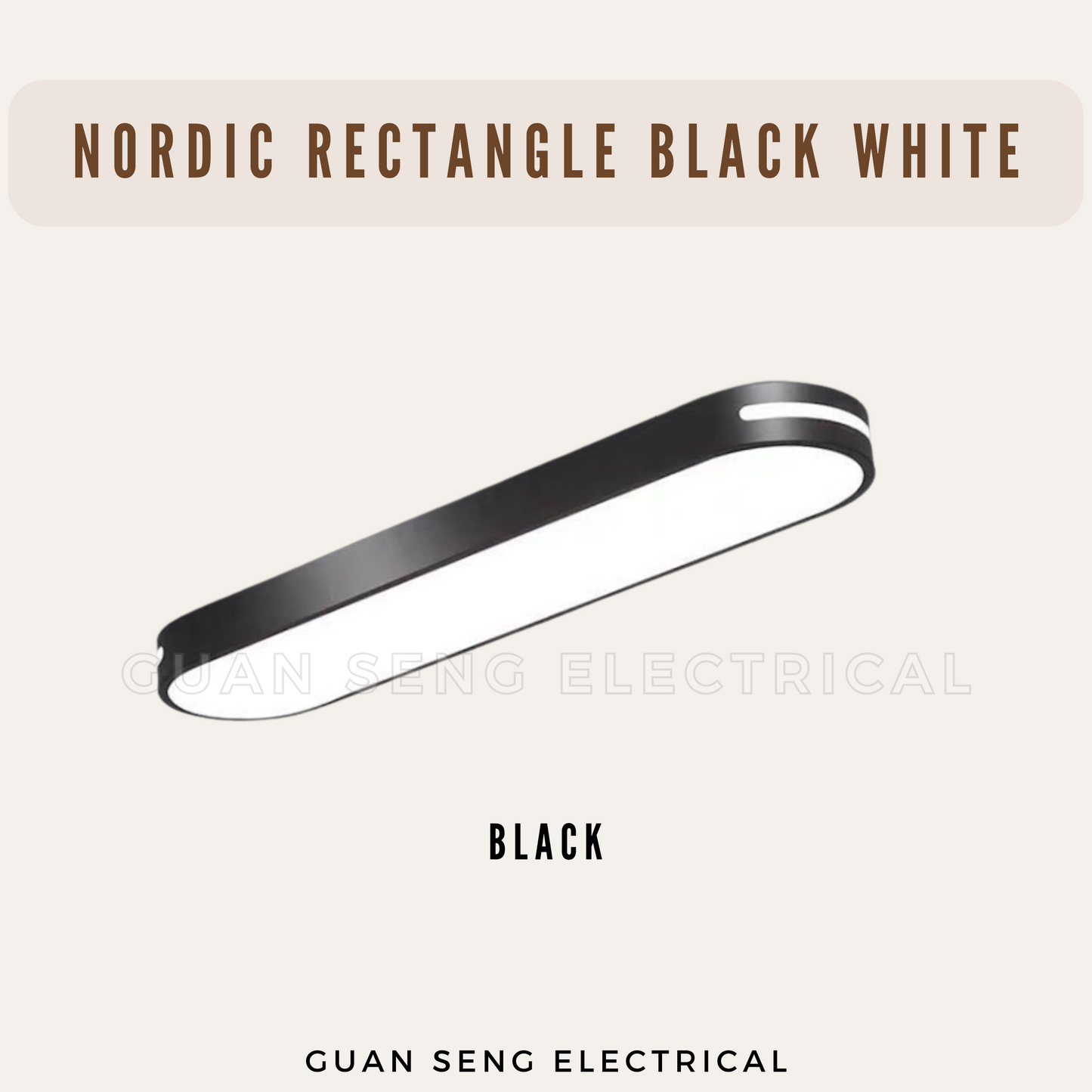 Nordic Rectangle Black White Ceiling Light Daylight 3Tone