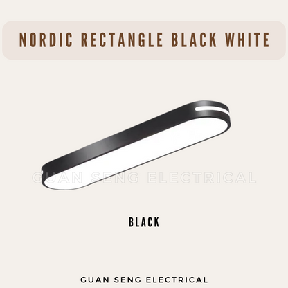 Nordic Rectangle Black White Ceiling Light Daylight 3Tone