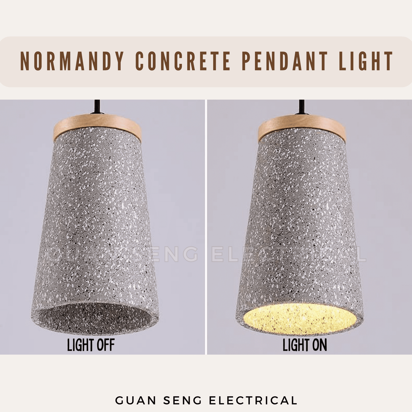 Normandy Concrete Pendant Light E27 Bulb Light Grey Black