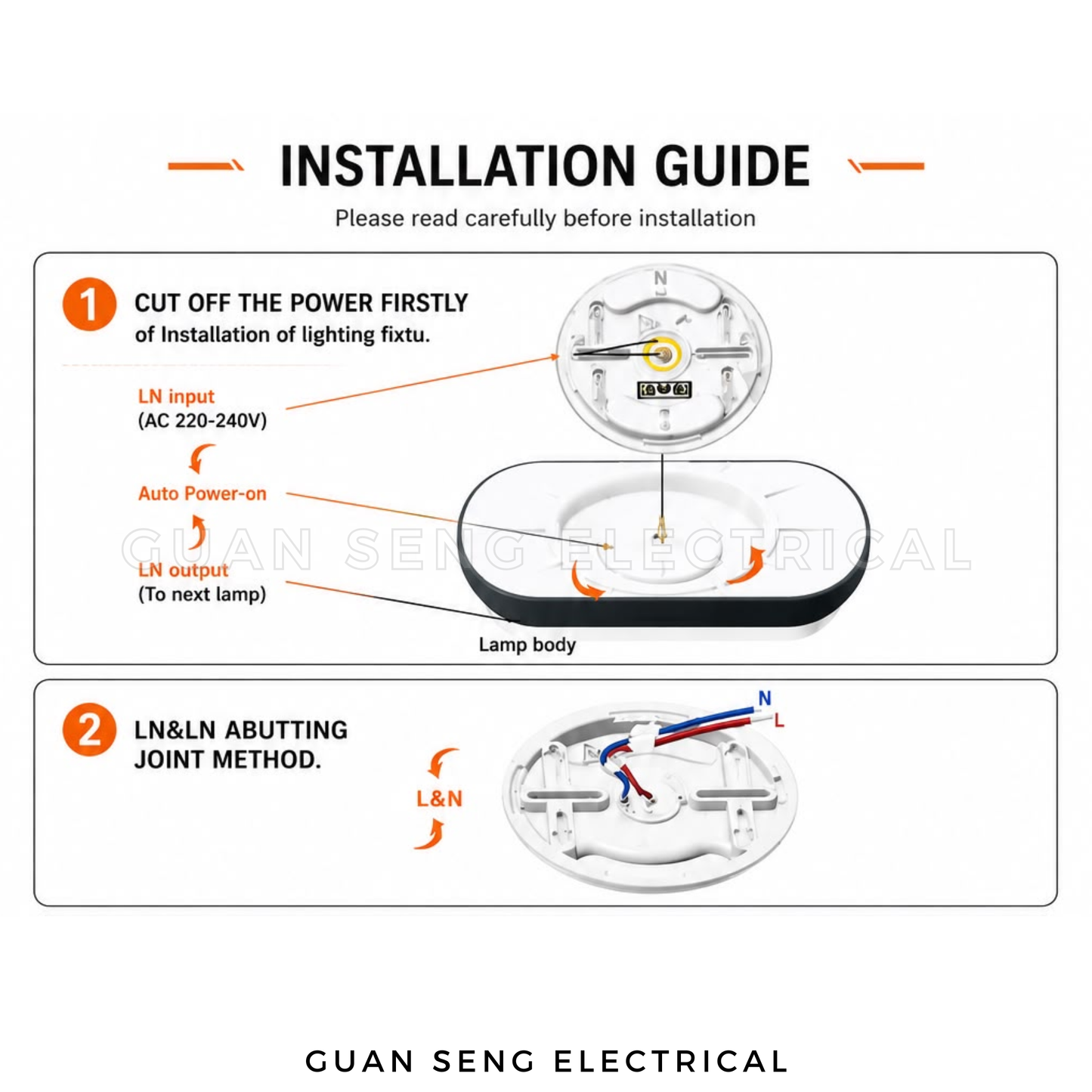 LED IP65 Waterproof Ceiling Light Daylight 6500K 24W | Guan Seng Electrical