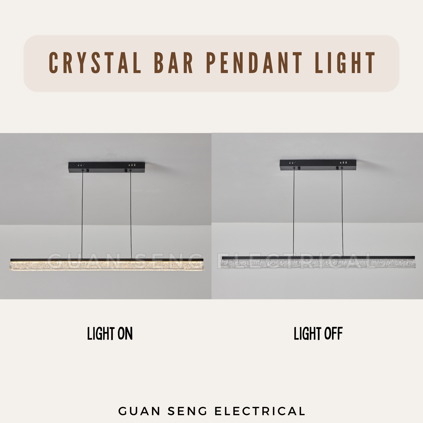 Crystal Bar Pendant Light 72W 3Tone Tri-tone