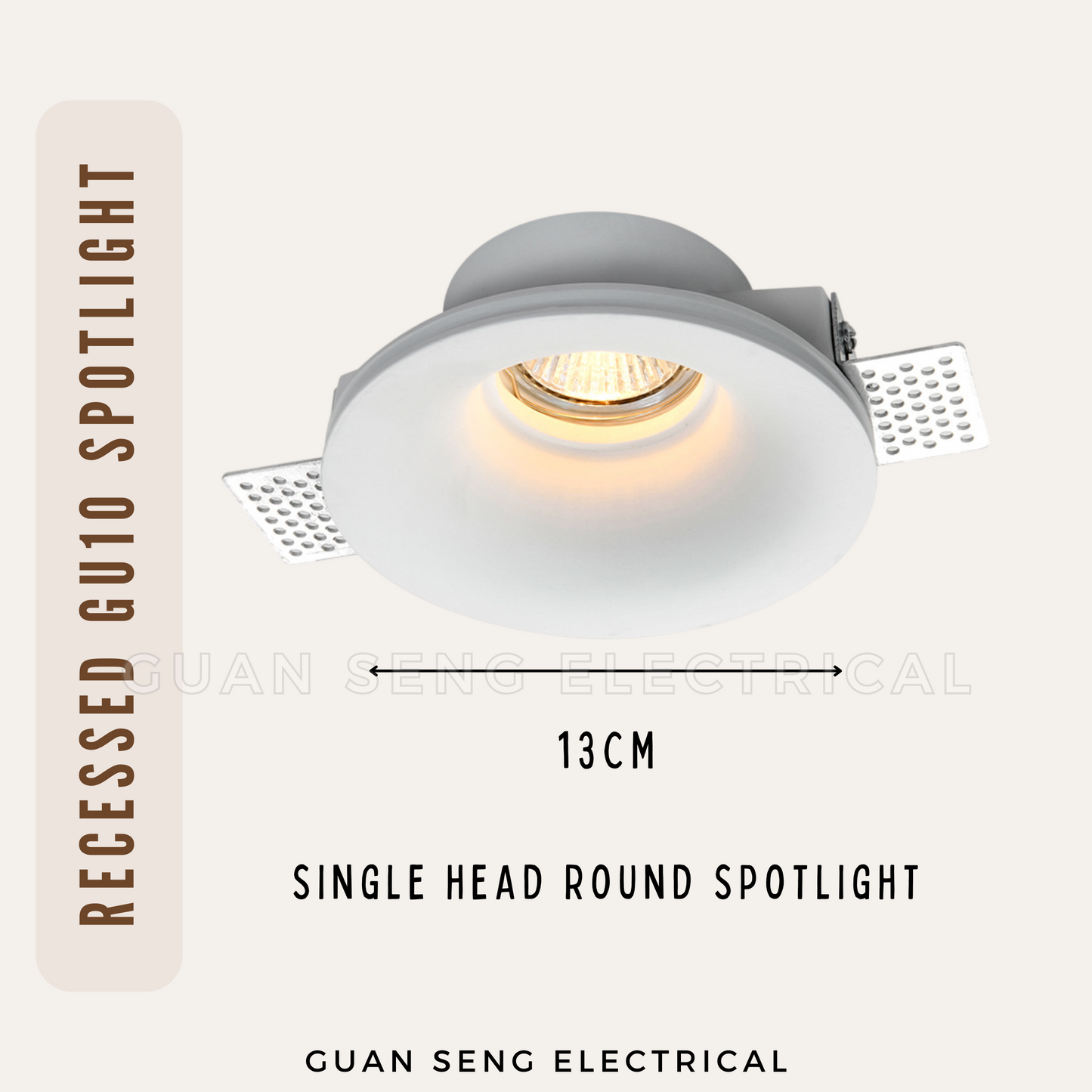 Gypsum Recessed GU10 Spotlight Downlight