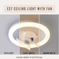 E27 Base Ceiling Light with Fan Remote Controller Dimmable 3 Speed 360 Rotation