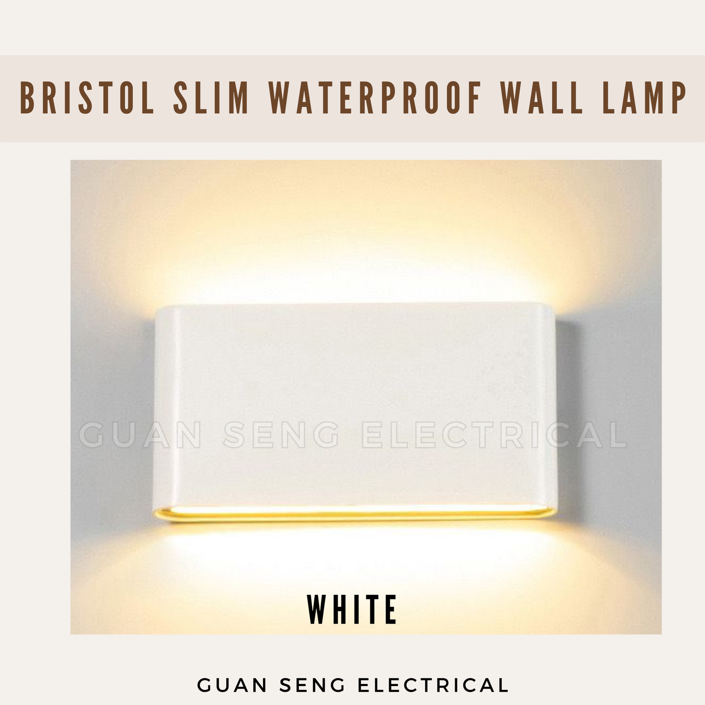 Bristol Slim Waterproof Wall Lamp - IP65 12W LED Outdoor Adjustable Light