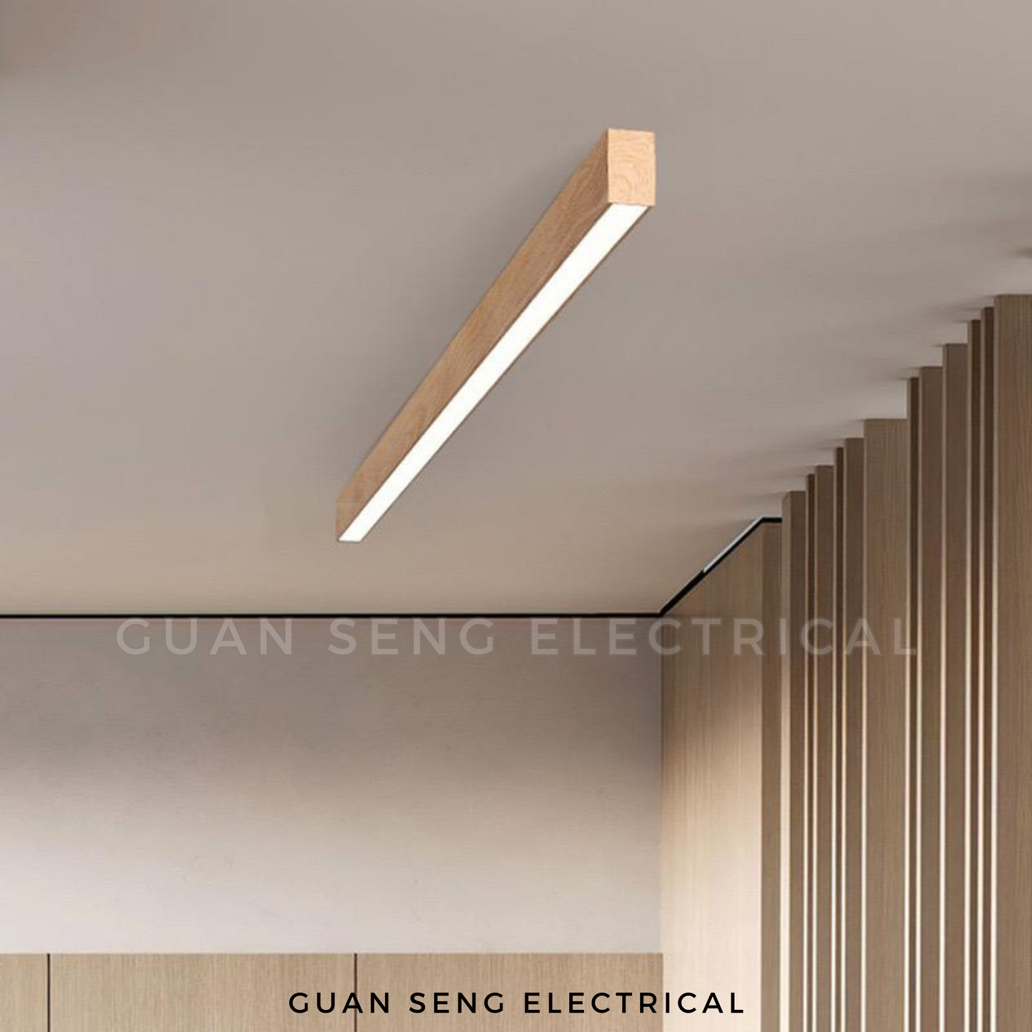 Linear Laminate Wood Ceiling Light 20W 3Tone Light Wood Dark Wood