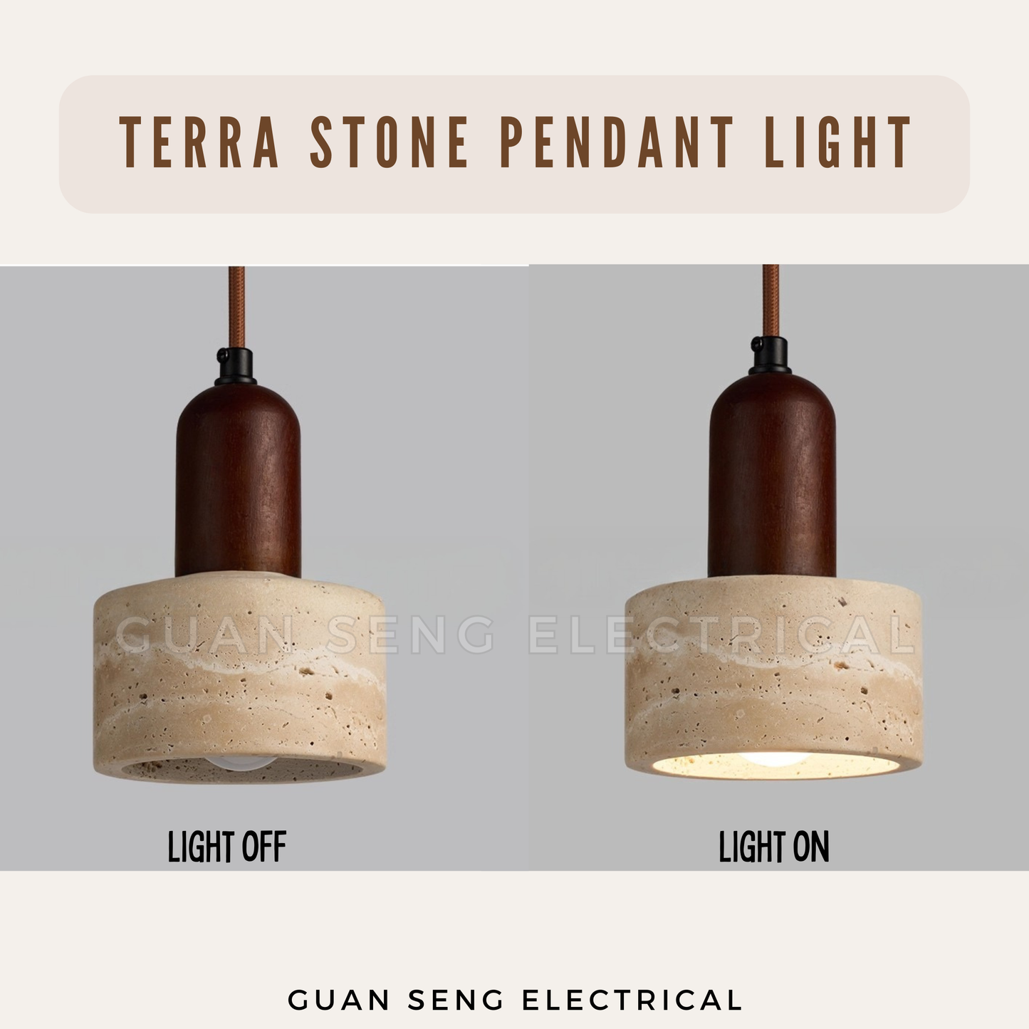 Terra Stone Pendant Light E27 Bulb | Guan Seng Electrical
