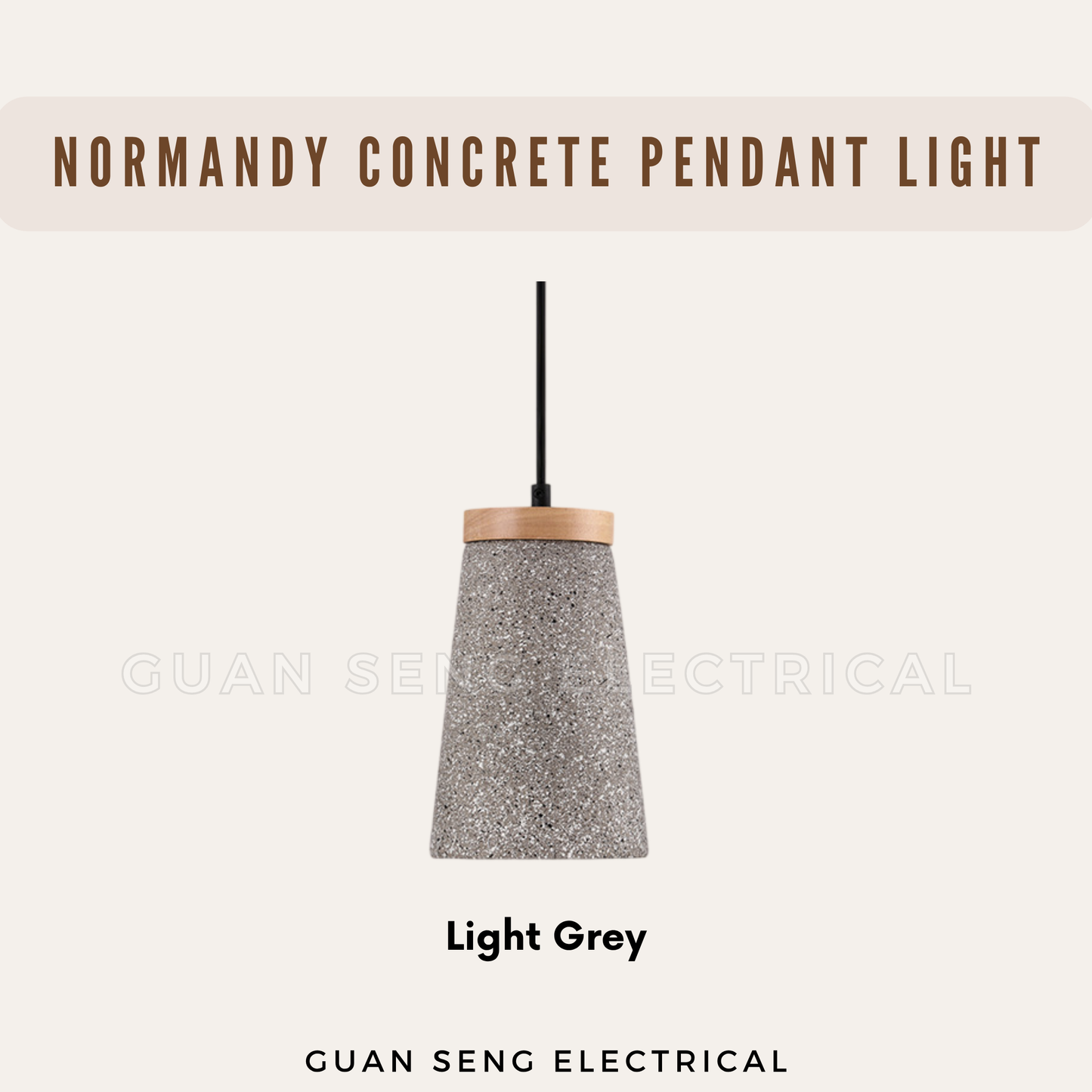 Normandy Concrete Pendant Light E27 Bulb Light Grey Black