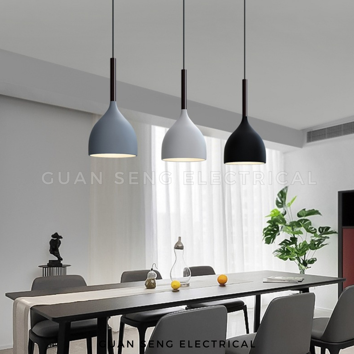 Oslo Pendant Light E27 Bulb Single Head 3 Heads