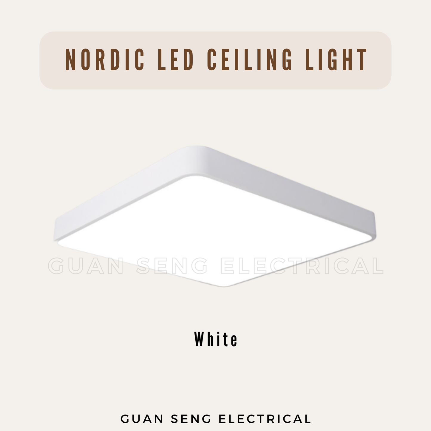 Nordic Black White Square Ceiling Light Daylight 3Tone