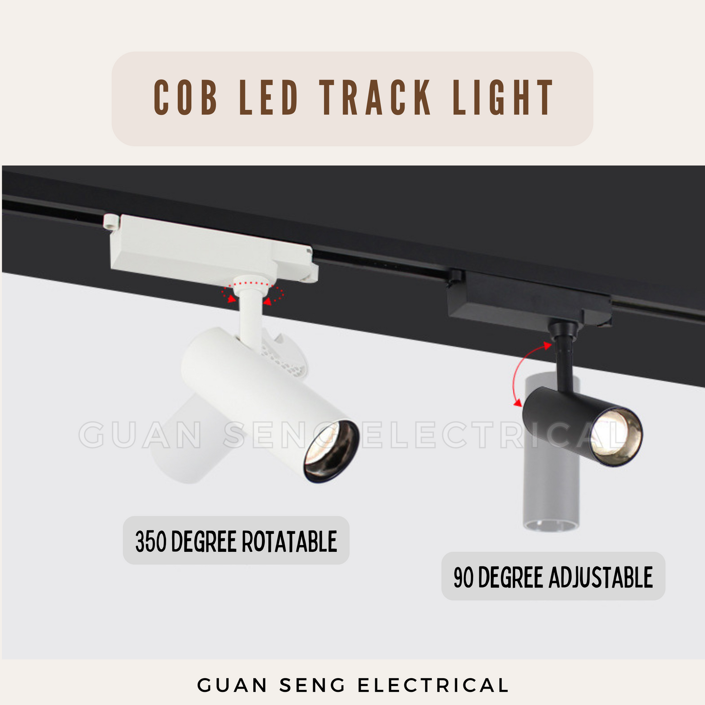 COB LED Track Light 20W Black White