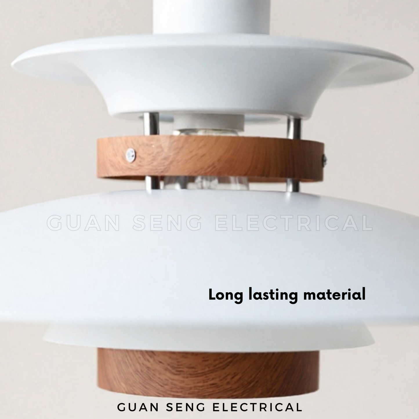 Walnut Wood Pendant Light E27 Bulb