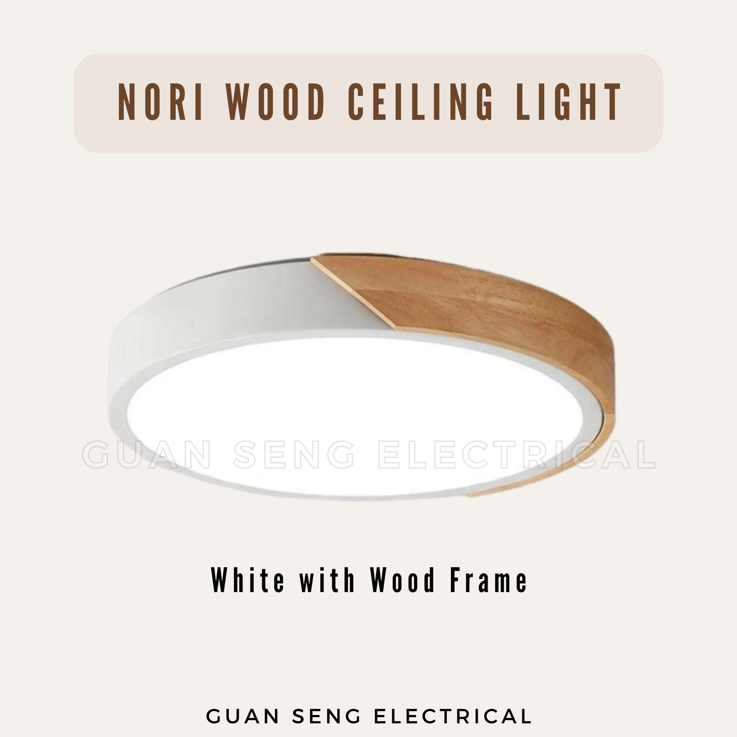Nori Wood Ceiling Light Black White 24W 36W 48W