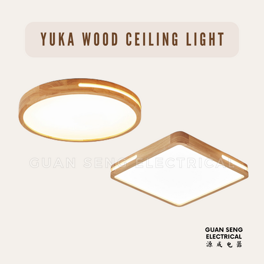 Yuka Real Wood LED Ceiling Light 36W 48W - Daylight 3 Tone