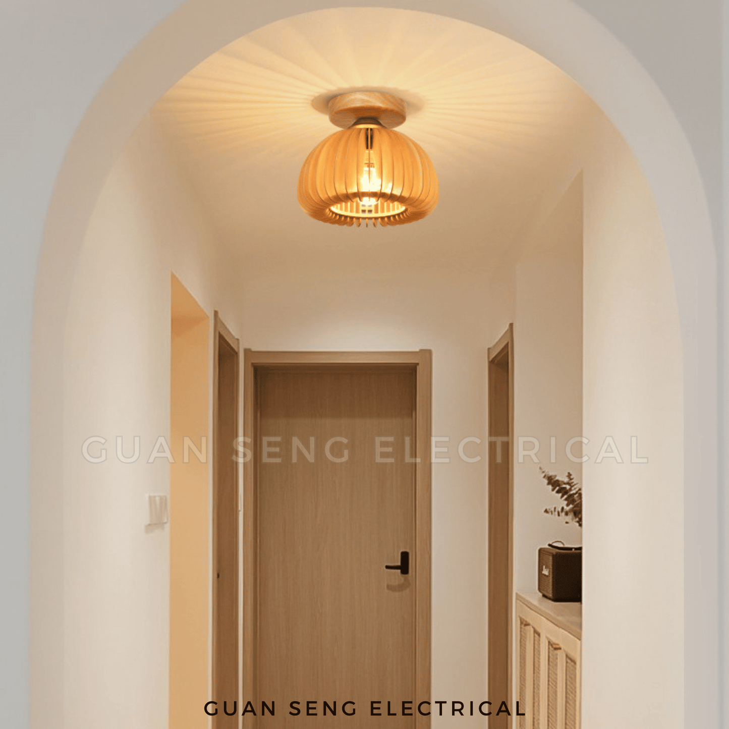 Japanese Retro Wood Style Ceiling Light