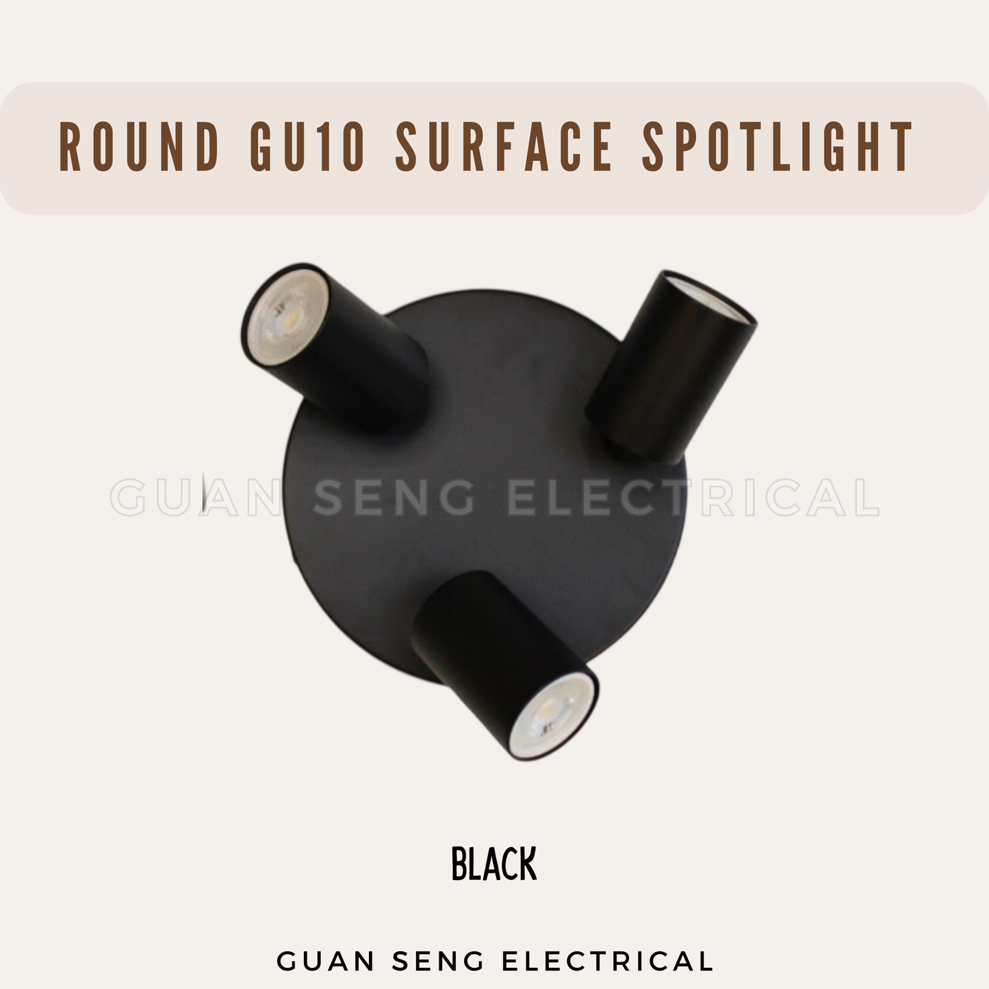 Round GU10 Surface Spotlight Black White