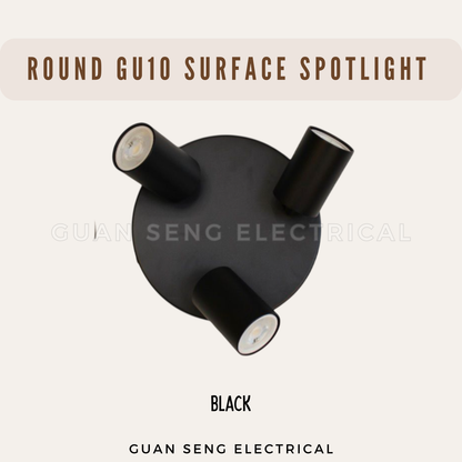 Round GU10 Surface Spotlight Black White