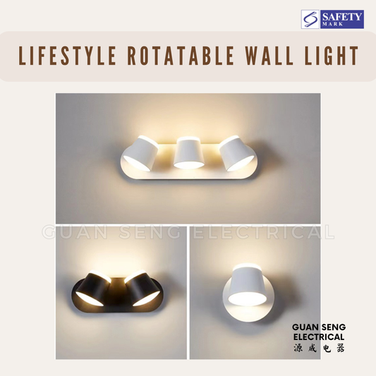 Lifestyle Rotatable Wall Light Black White Warm White