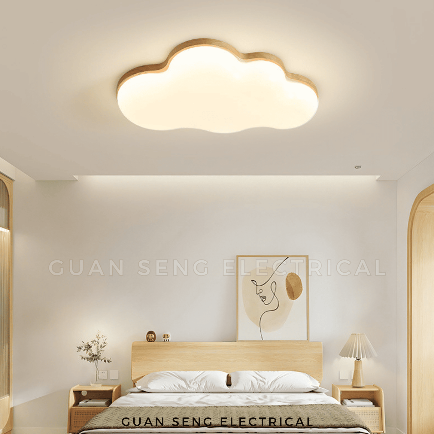 Cloud Wood LED Ceiling Light 36W 3Tone