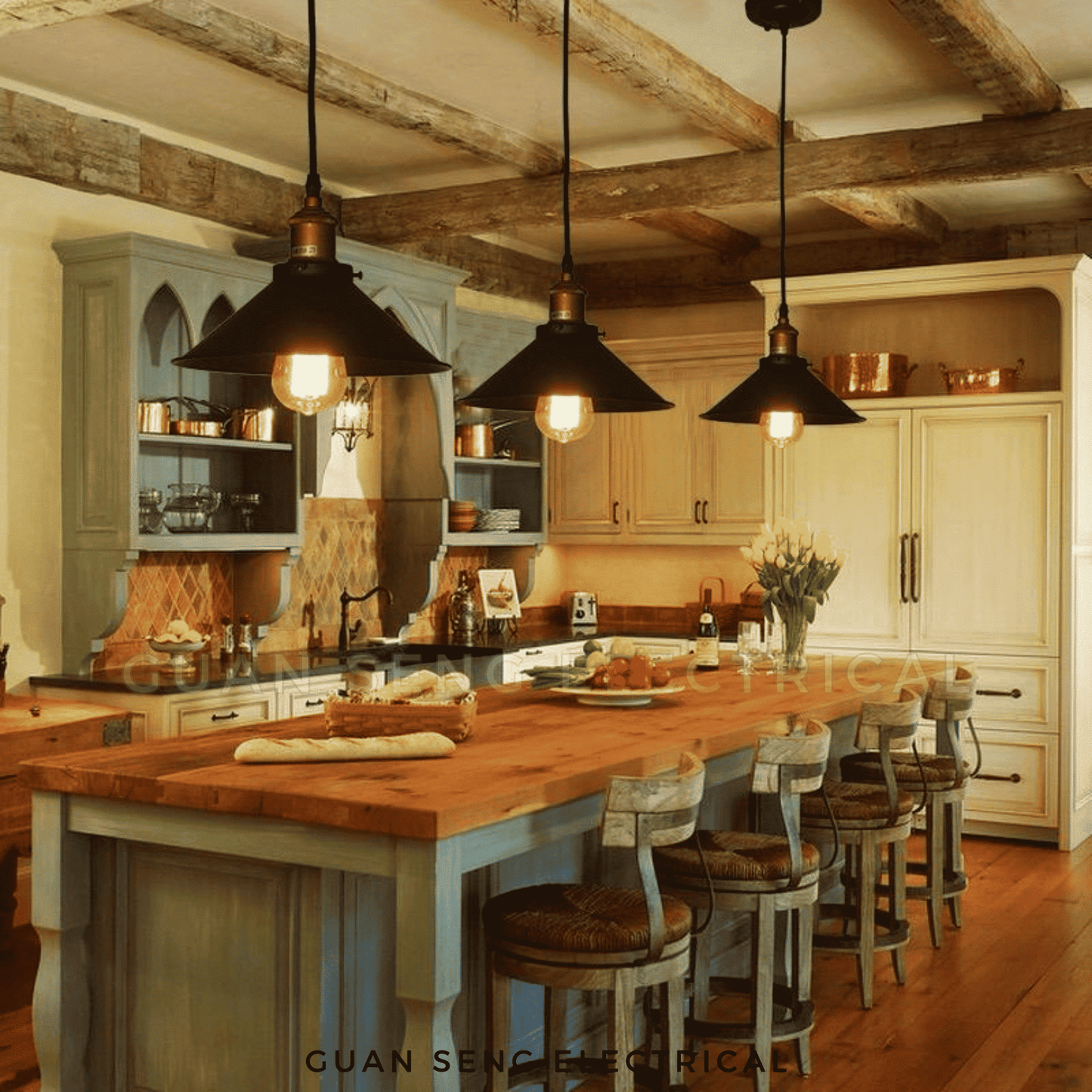 Vintage Single Pendant Light Black E27 Bulb