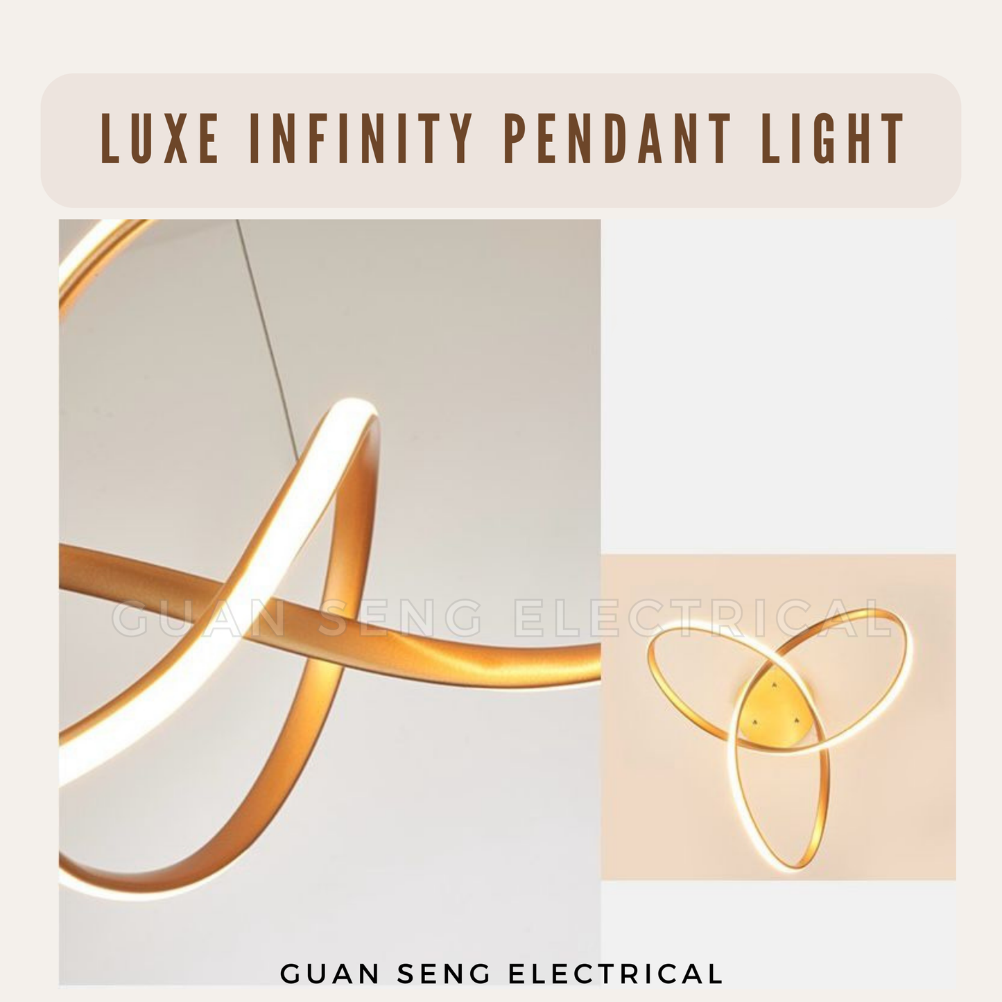 Luxe Infinity Pendant Light White Black Gold