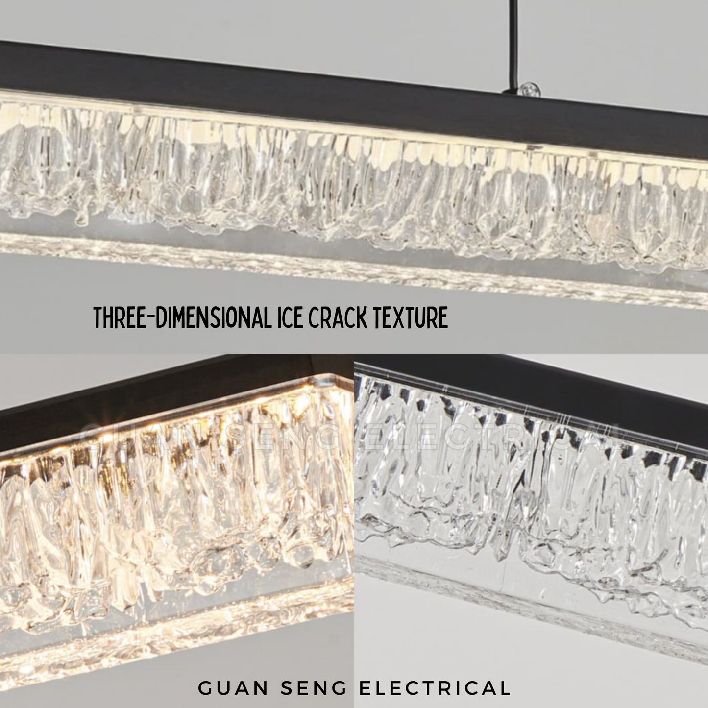 Crystal Bar Pendant Light 72W 3Tone Tri-tone