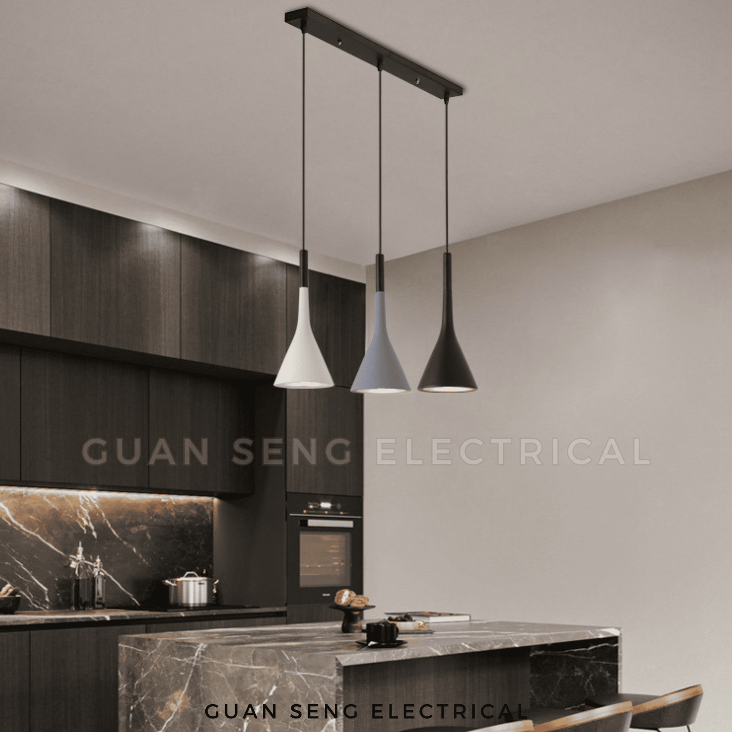 Slim Trio Pendant Light E27 Bulb