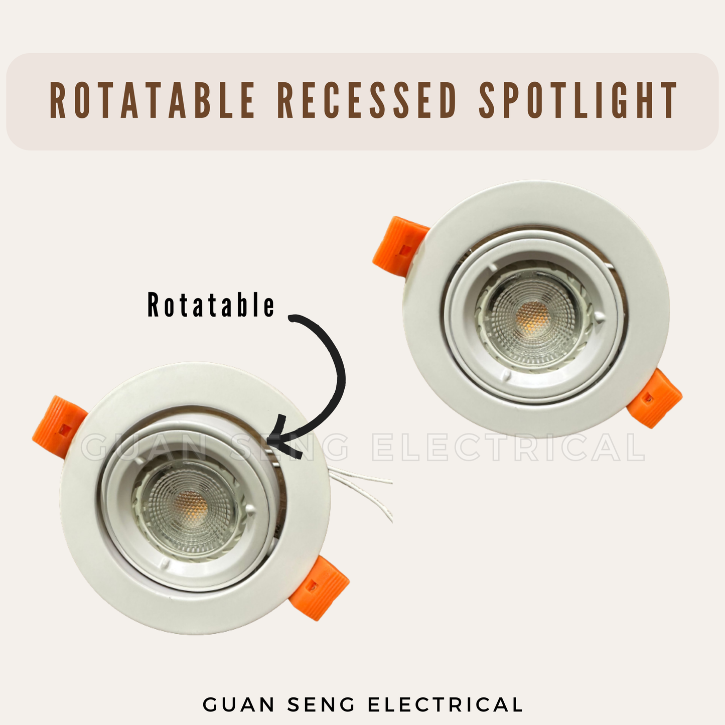 Rotatable Recessed LED Spotlight Round Square w/ GU10 Bulb