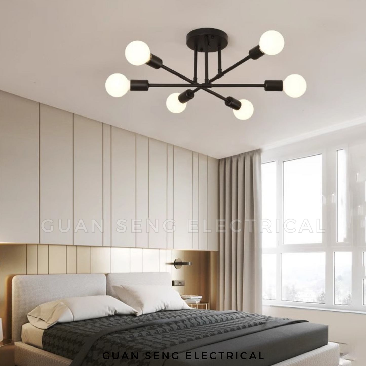 Elegant Black LED Chandelier Ceiling Light