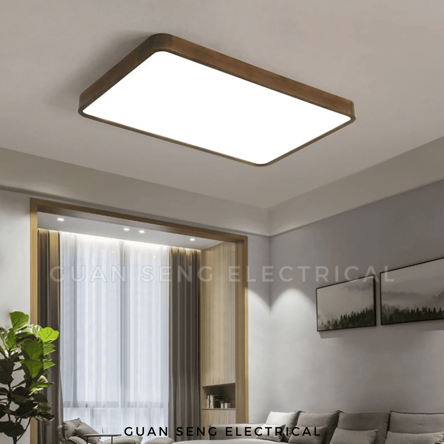 Laminate Wood Rectangle Ceiling Light