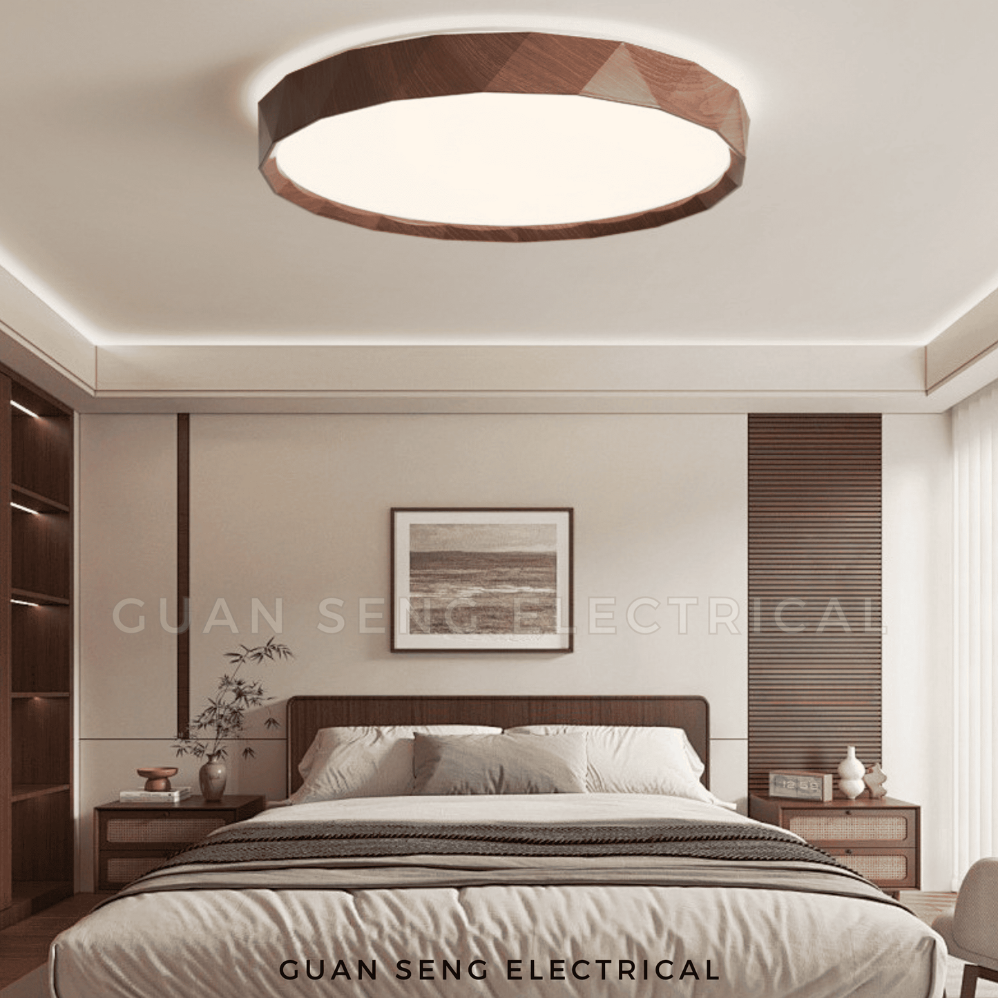 Geometric Wood Design Ceiling Light