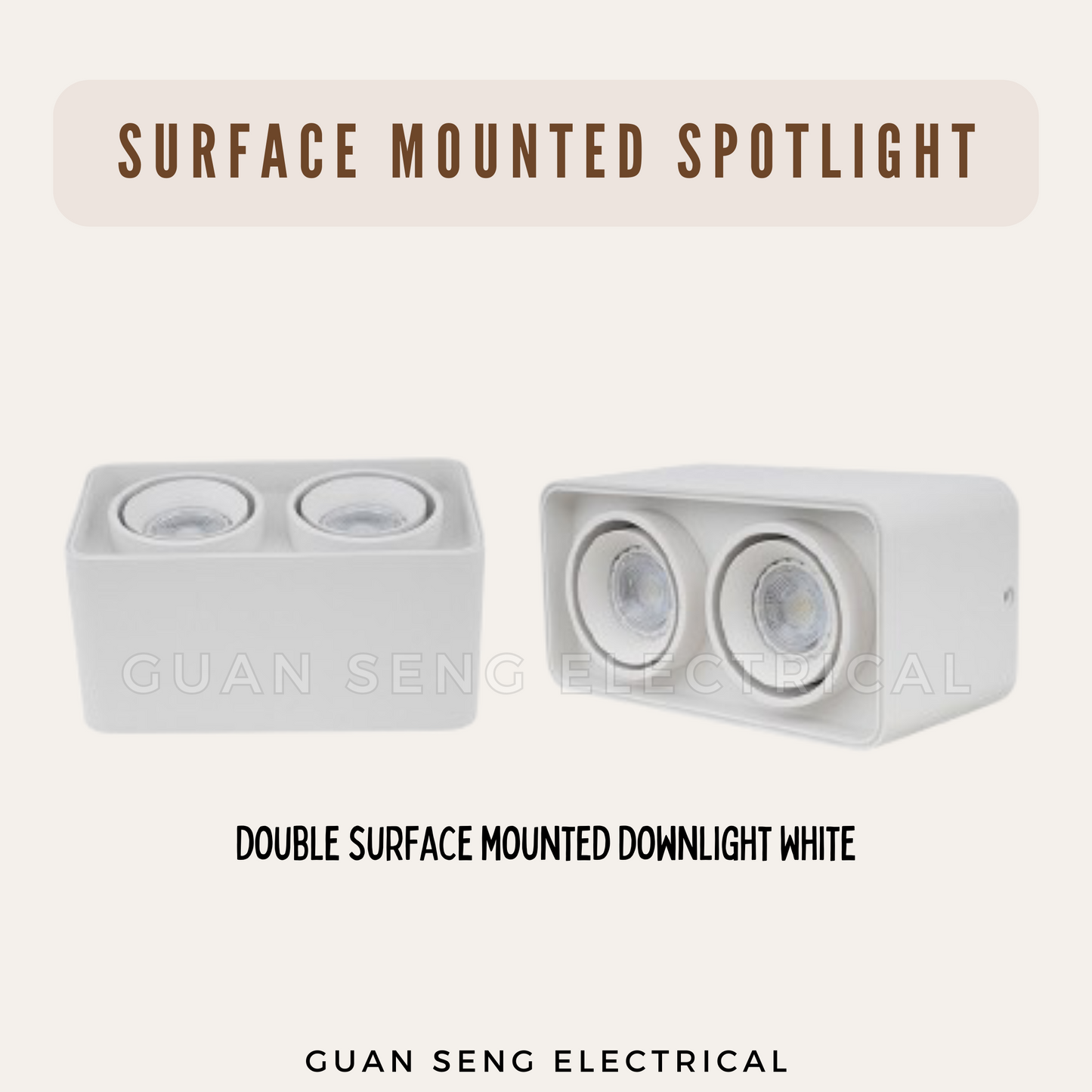 Anti-Glare 360 Degree Surface Mounted Spotlight GU10 LED Black White Square