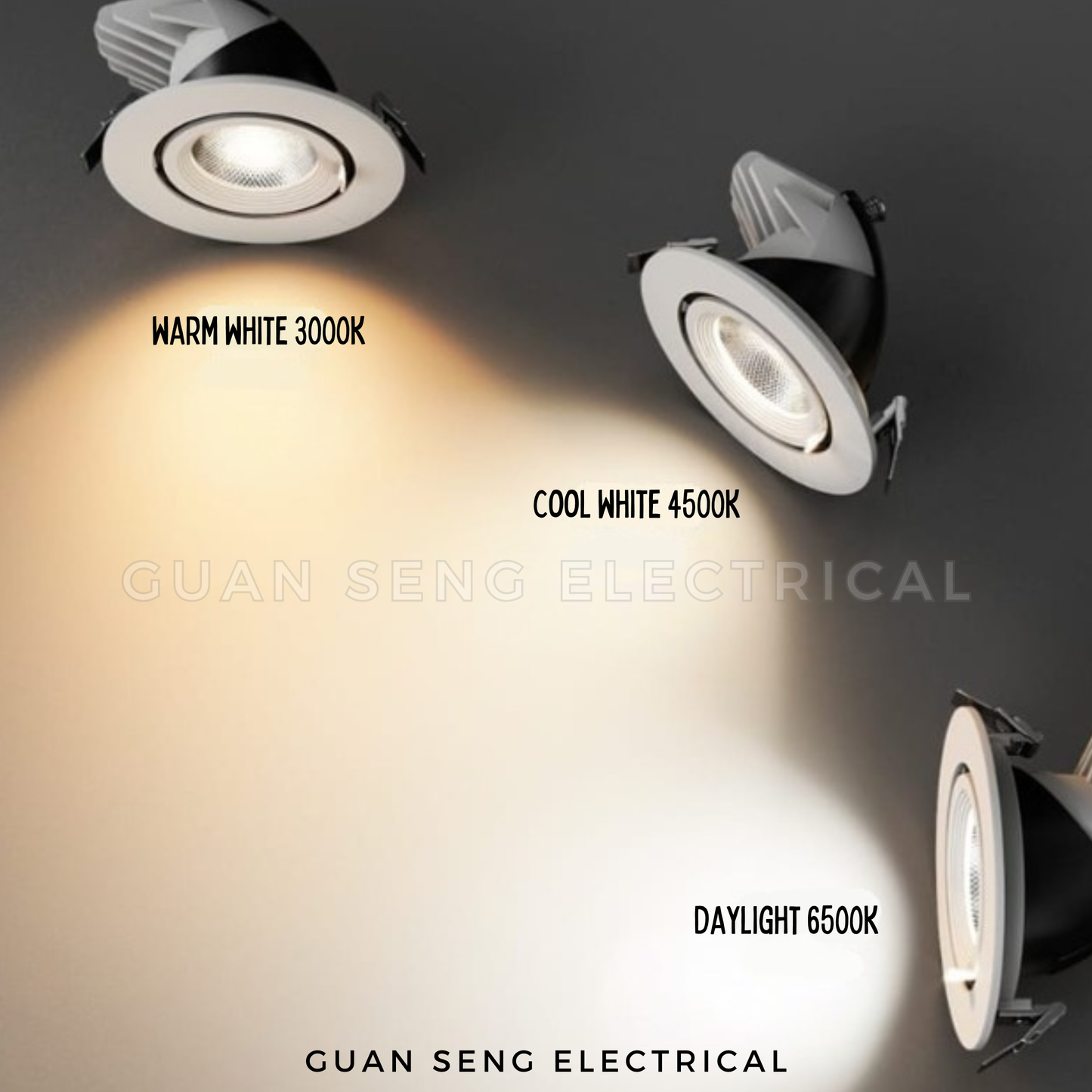 Rotatable Recessed Downlight 12W 18W Daylight Cool White Warm White Tri Tone | Guan Seng Electrical