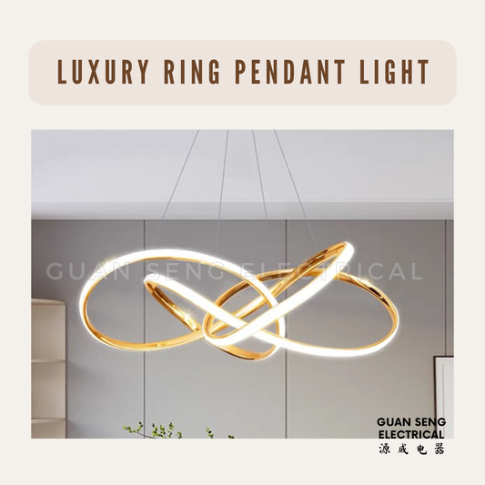 Luxury Ring Pendant Light Gold 36W Dimmable With Remote Controller | Guan Seng Electrical