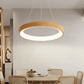Wooden Ring Pendant Light 30W Tri Tone Dimmable with Remote