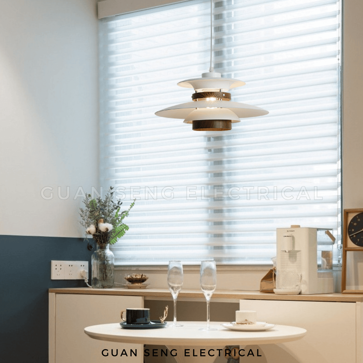 Walnut Wood Pendant Light E27 Bulb