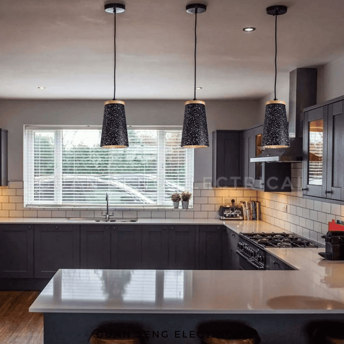 Normandy Concrete Pendant Light E27 Bulb Light Grey Black