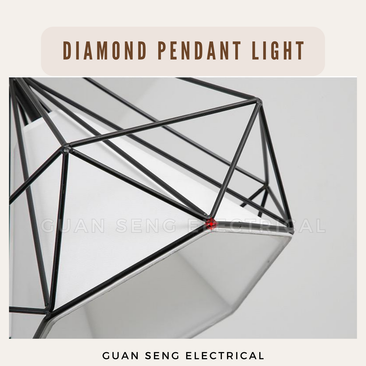 Diamond Pendant Light Black Gold E27 Bulb | Guan Seng Electrical